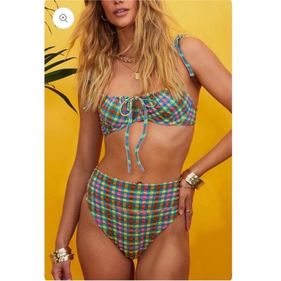 NWT BEACH RIOT Highway Bikini Bottom in Sunny Side Gingham - Picture 3 of 4